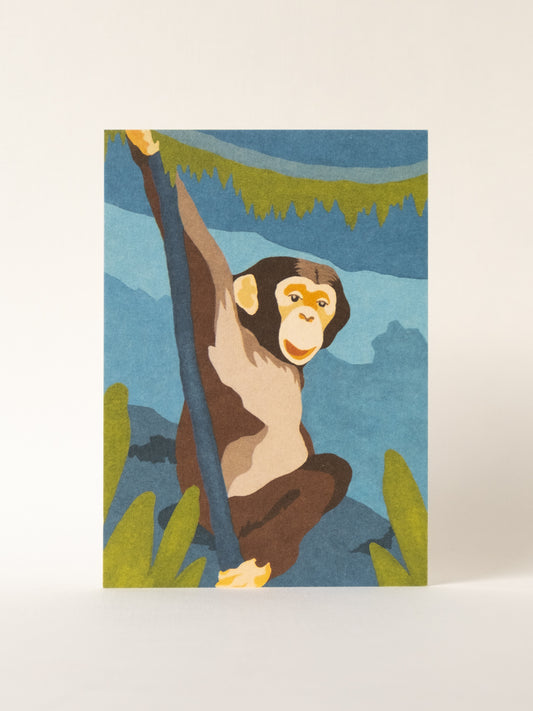 Postkarte | mini Kunstdruck SCHIMPANSE